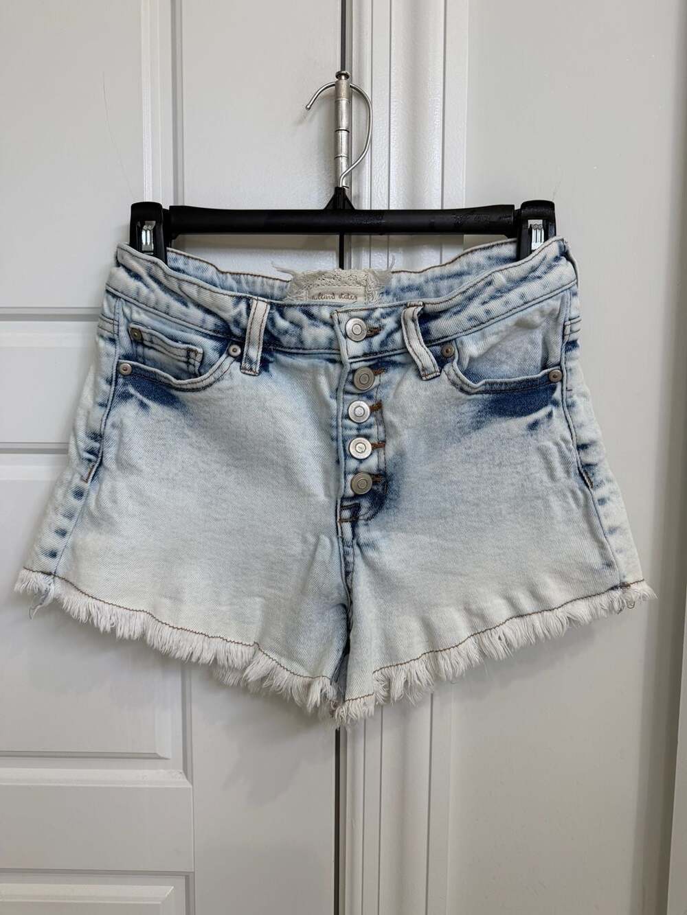 Altar'd State Women's Jean Micro Cutoff Shorts Distressed Button Fly Size 25/1